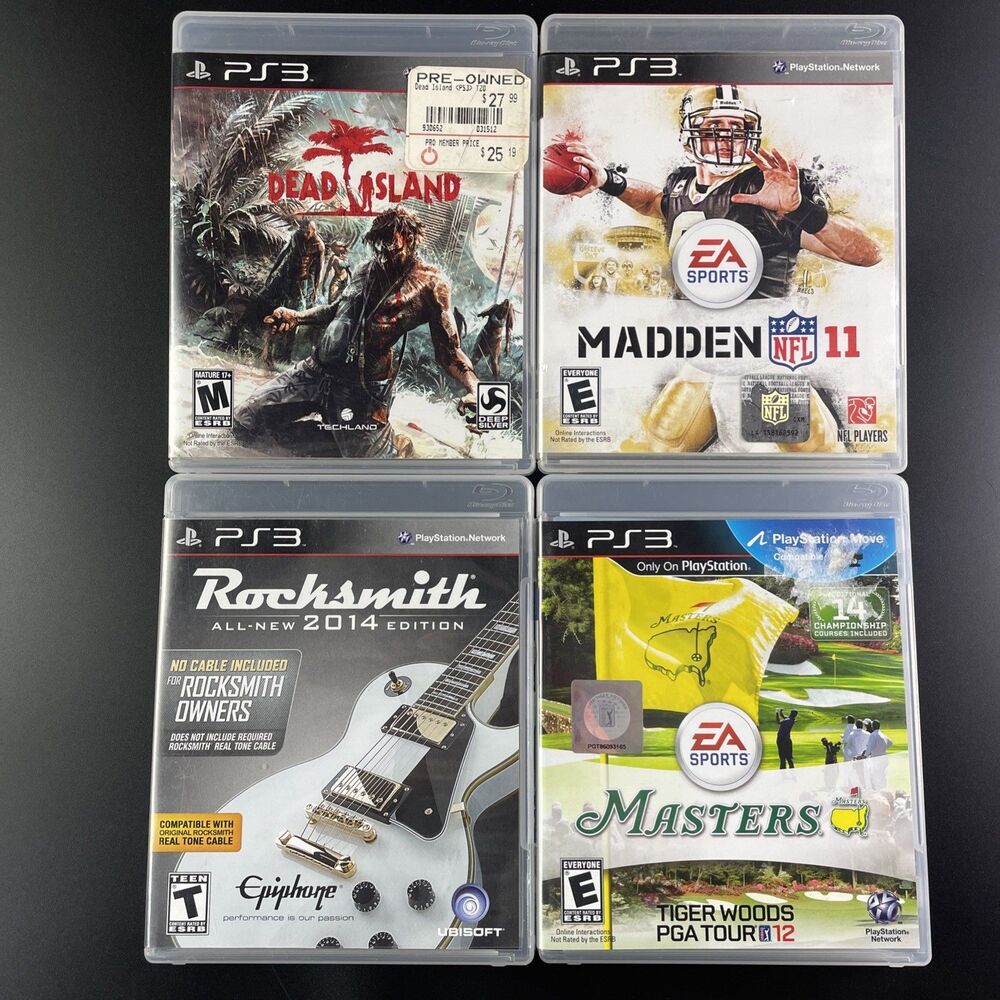 Sony PlayStation 3 Video Games Lot of 4 PS3 Dead Island Madden Rocksmith Masters